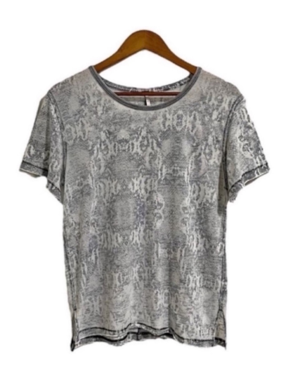 Free People T-Shirt Snakeskin Burnout Print Size XS Lightweight Boho